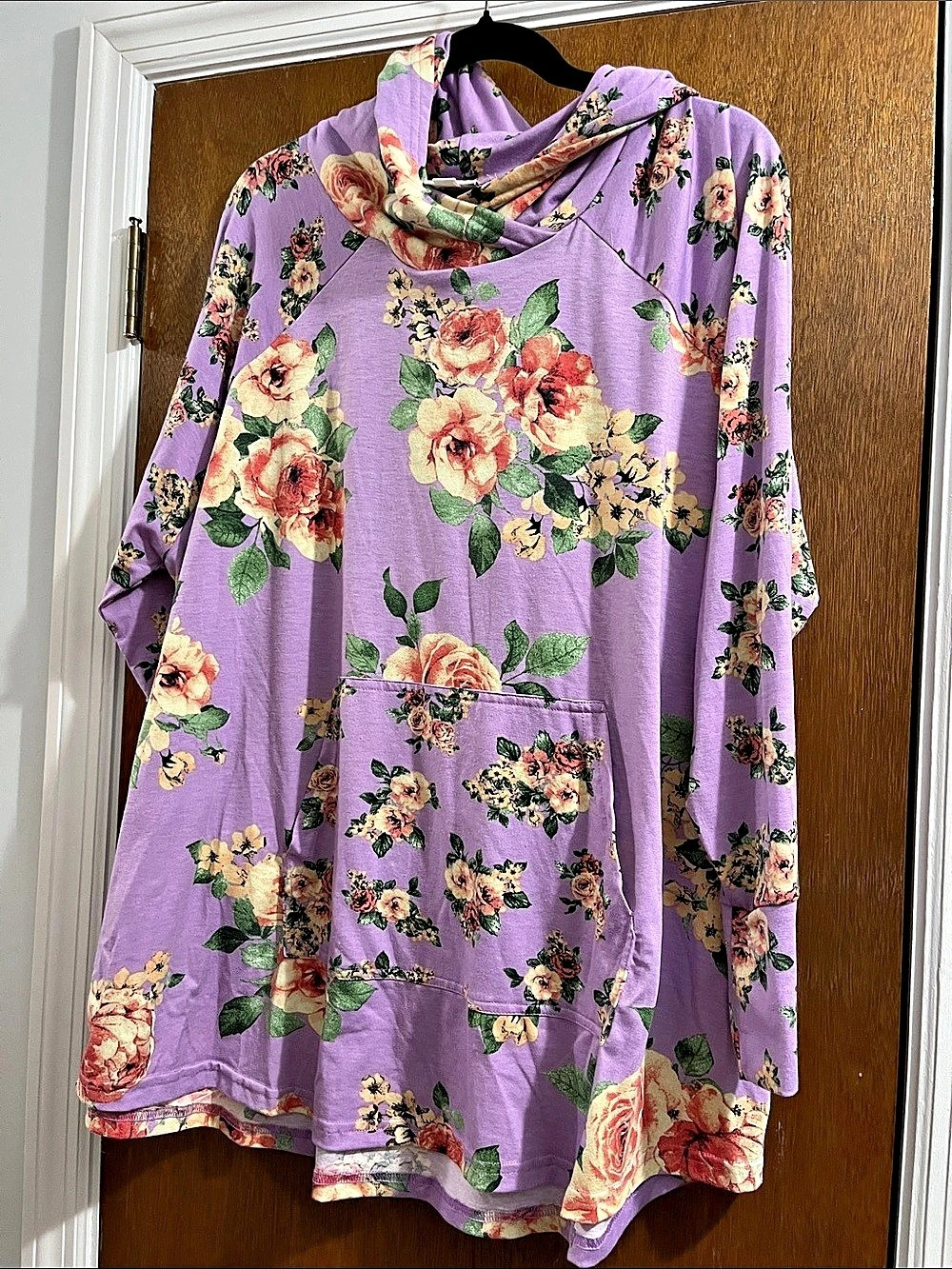 LuLaRoe Amber Lightweight Hoodie Floral Purple 3XL